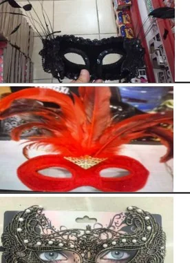 Red Feathered Mask wholesale product – Party Masks, SKU DB-258