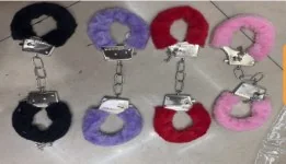 Feathered Metal Handcuffs - 4 Colors wholesale product – Costume & Party Accessories, SKU DB-333