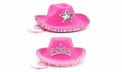 Pink Bride Sheriff Cowboy Hat wholesale product – Bride Hats & Headbands, SKU DB-320