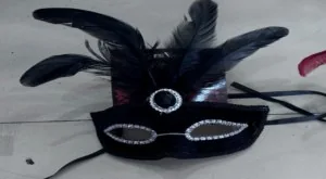 Black Velvet Feathered Mask wholesale product – Party Masks, SKU SN-59